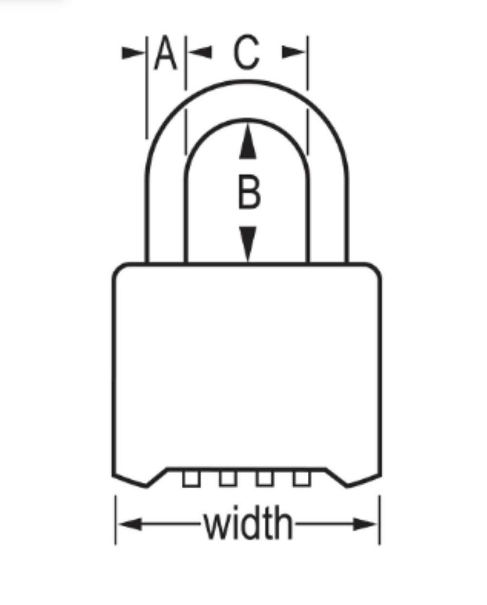 2 Inch Padlock Wide Resettable Combination Brass with 2 1/4 Inch Shackle 175LH