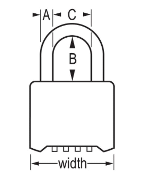 Lock 2" Padlock Combination Wide Resettable Brass with 2 1/4" Stainless Steel Shackle 175LHSS