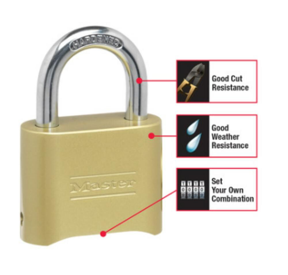 2" Padlock Wide Resettable Combination Brass 175