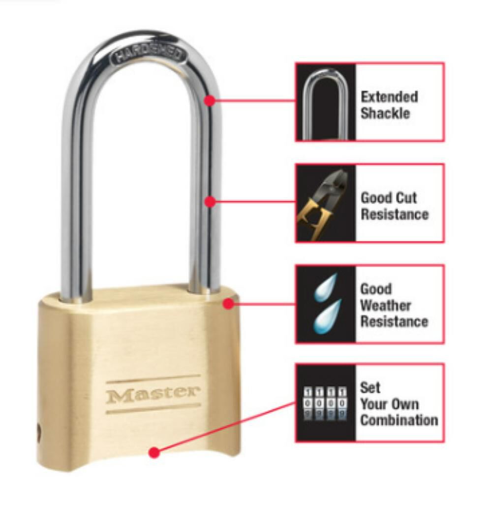 2in Combination Wide Resettable Brass Padlock with 2-1/4in Shackle 175DLH