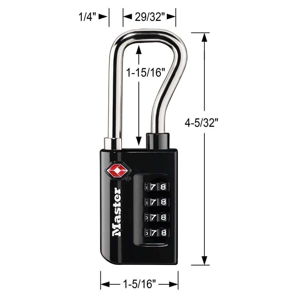 Combination Luggage Lock 1 5/16in 4 Dial 1pk 4696D