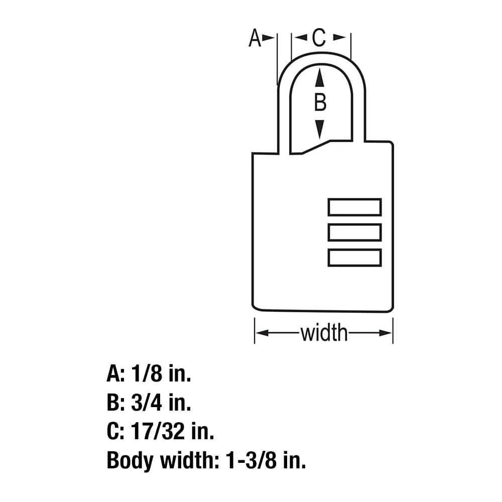 Luggage Lock 1 3/8in 3 Dial Combination 2pk 4684T