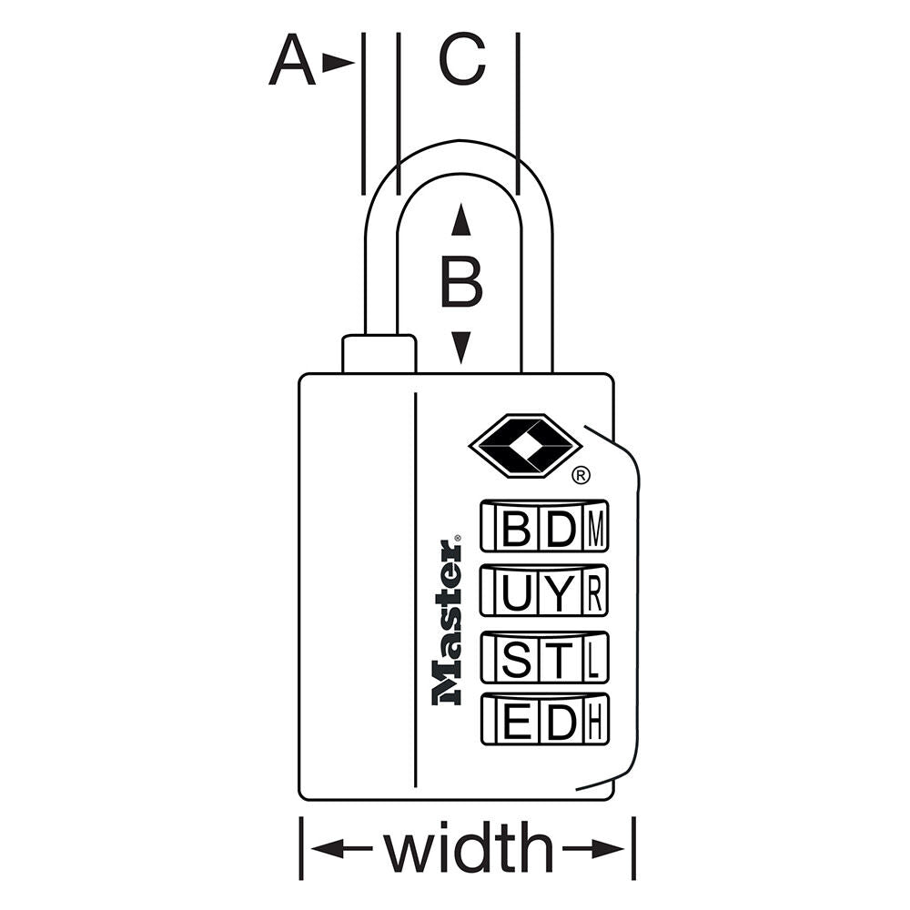 Luggage Lock 1 3/8in 4 Dial Combination 1pk 4691DWD