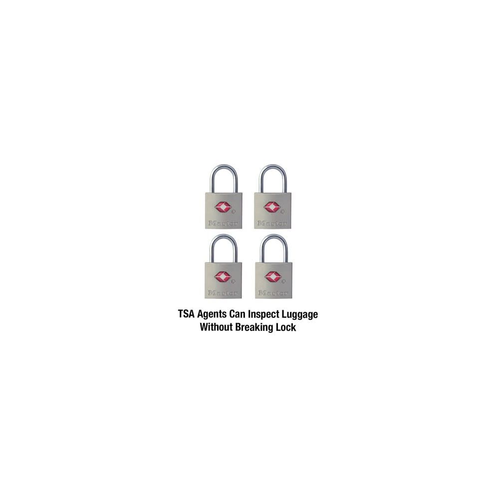 Luggage Padlock 7/8in Solid Metal TSA Accepted 4pk 4683Q