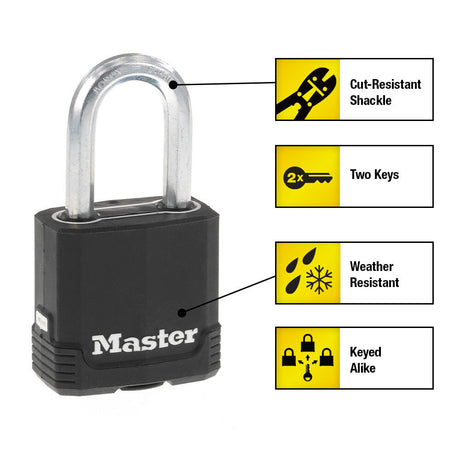 Padlock 1 3/4in Steel Keyed Alike Dual Ball Bearing M5XTRILFCCSEN