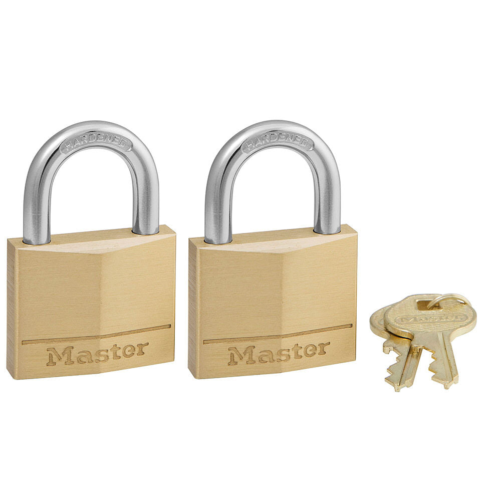 Padlock 1 9/16in 4 Pin Keyed Alike Solid Brass Body 2pk 140T