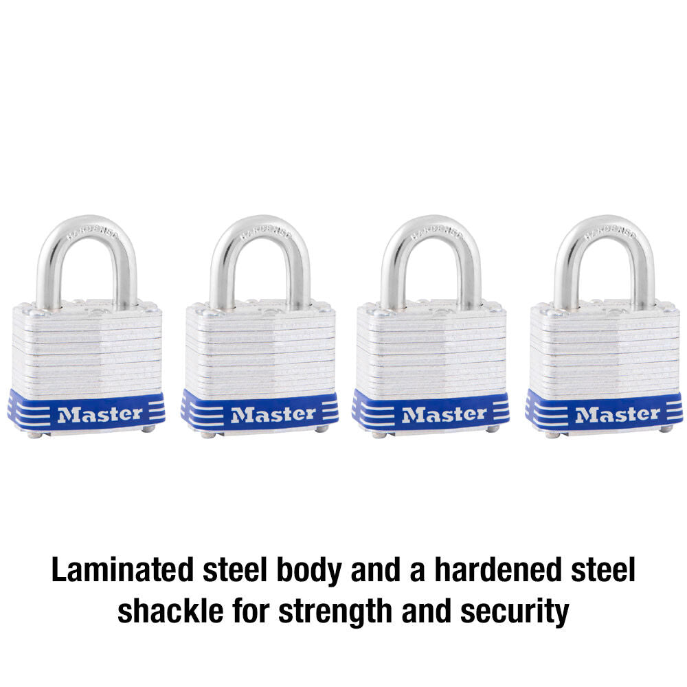 Padlock 1 9/16in Keyed Alike Tumbler 4pk 3008D