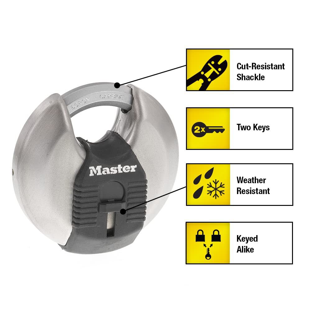 Padlock with Shackle 2 3/4in Steel Keyed Alike Disc 2pk M40XTCCSEN