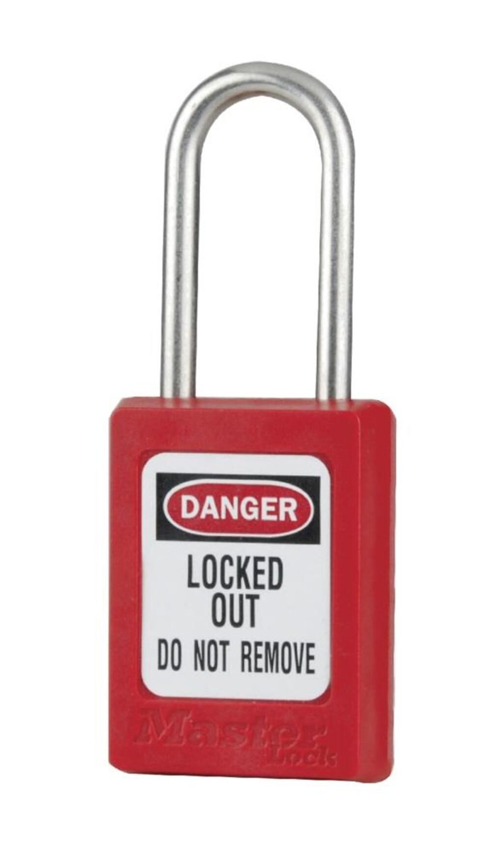 Red Zenex Thermoplastic Safety Padlock 1-3/8in (35mm) Wide with 1-1/2in (38mm) Tall Stainless Steel Shackle Key Retaining S31RED