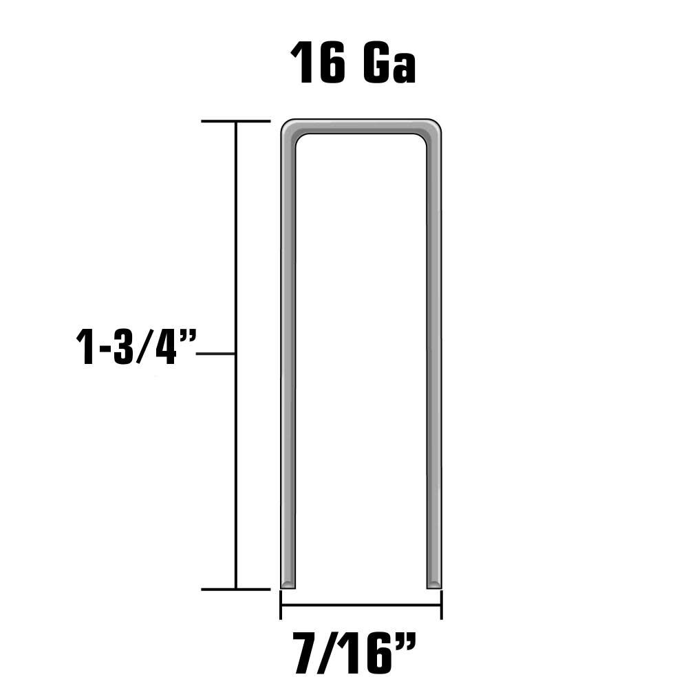 16 Gauge Galvanized Standard Crown Staples 7/16in x 1 3/4in 10000pk 11205HHPT