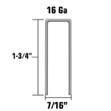 16 Gauge Galvanized Standard Crown Staples 7/16in x 1 3/4in 10000pk 11205HHPT