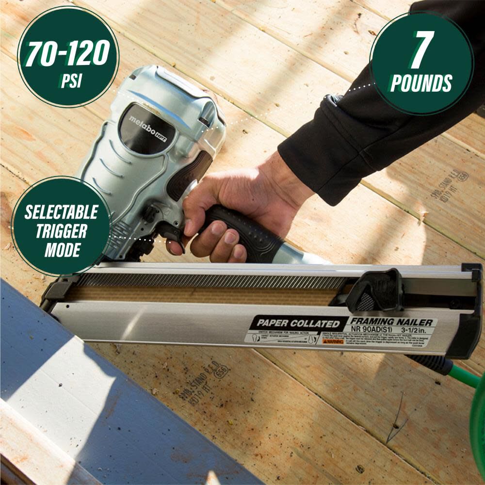 3.5-in 30-Degree Pneumatic Framing Nailer NR90ADS1M