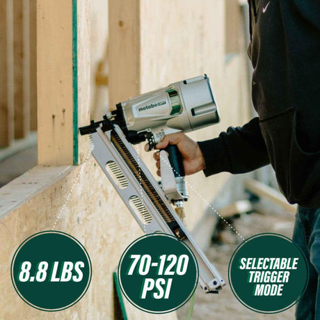 3 1/4in 21 Degree Pneumatic Framing Nailer with Depth Adjustment & Aluminum Magazine NR83A5(Y)M