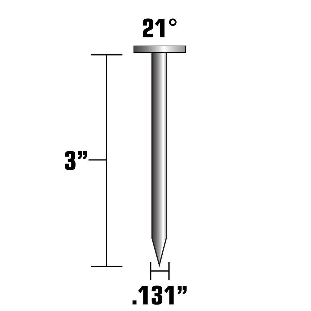 3in x .131 Brite Smooth Full Round Head Basic Plastic Strip Framing Nails 4000 Nails 10110HPT