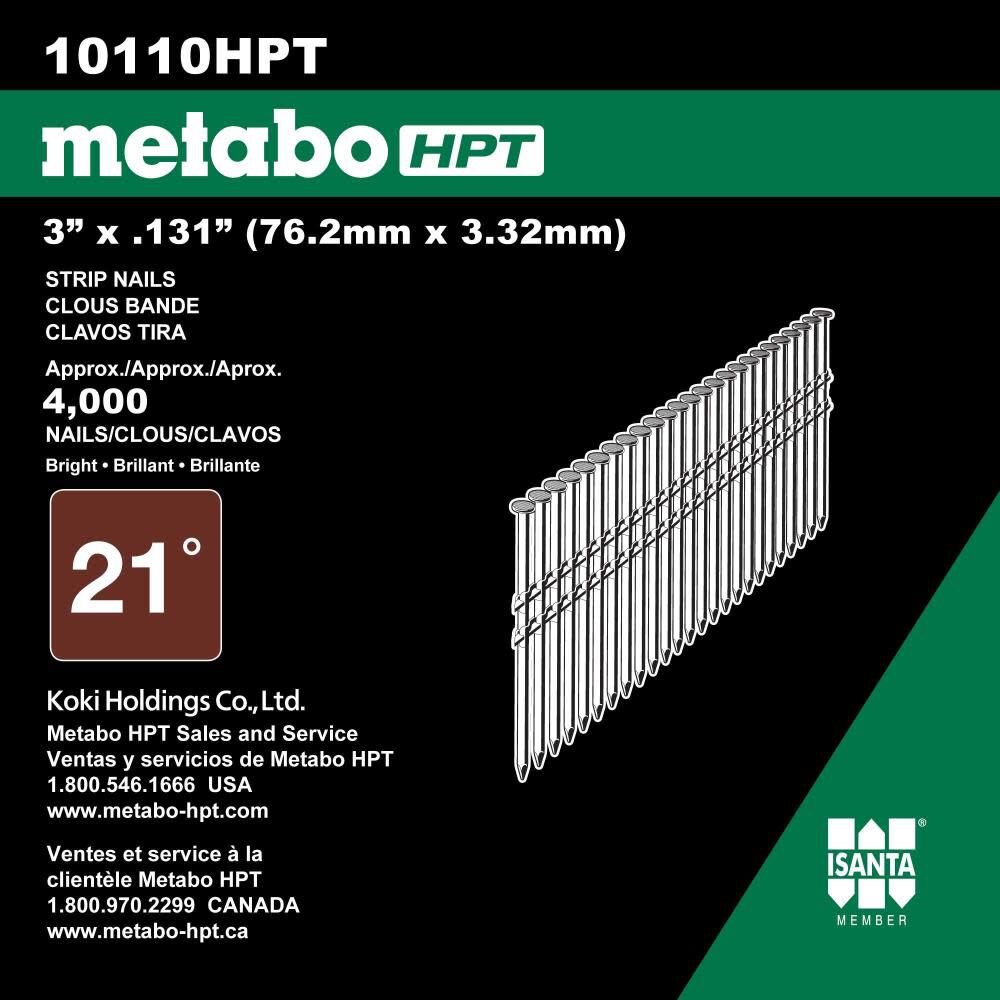 3in x .131 Brite Smooth Full Round Head Basic Plastic Strip Framing Nails 4000 Nails 10110HPT