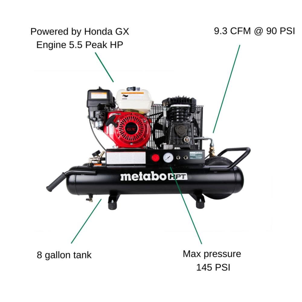 8 Gallon Gas Powered Wheelbarrow Air Compressor EC2610EM