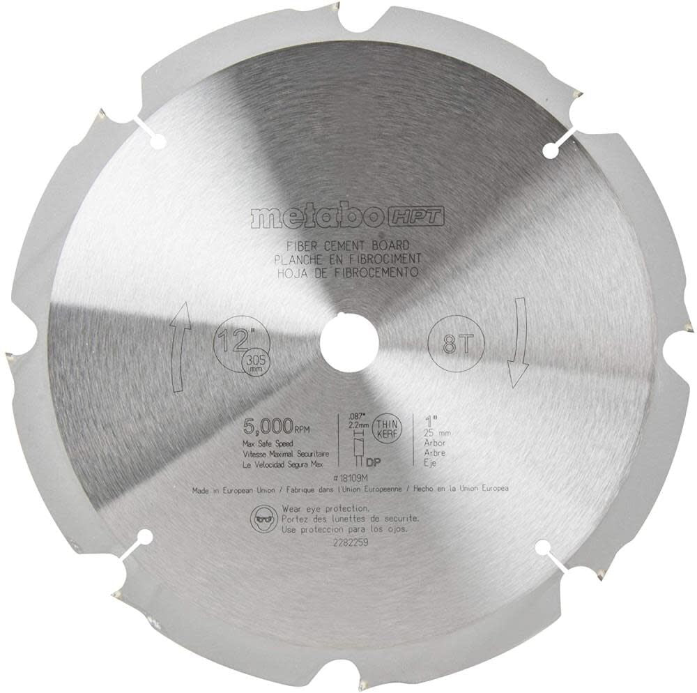 8 Teeth Polycrystalline Diamond 12in Dry Cutting Fiber Cement Saw Blade 18109M