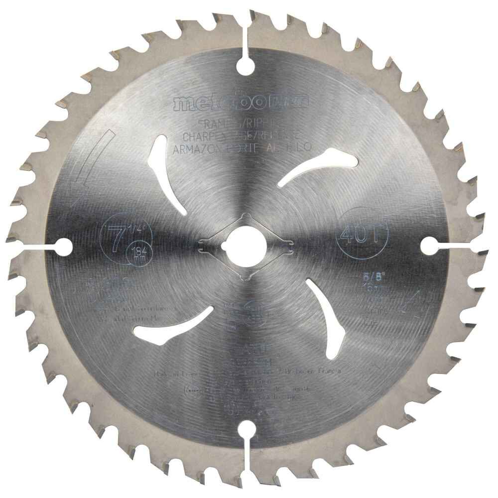 Circular Saw Blade Tungsten Carbide Tipped Arbor Finish 7 1/4in ATB 5/8in40T 303682M