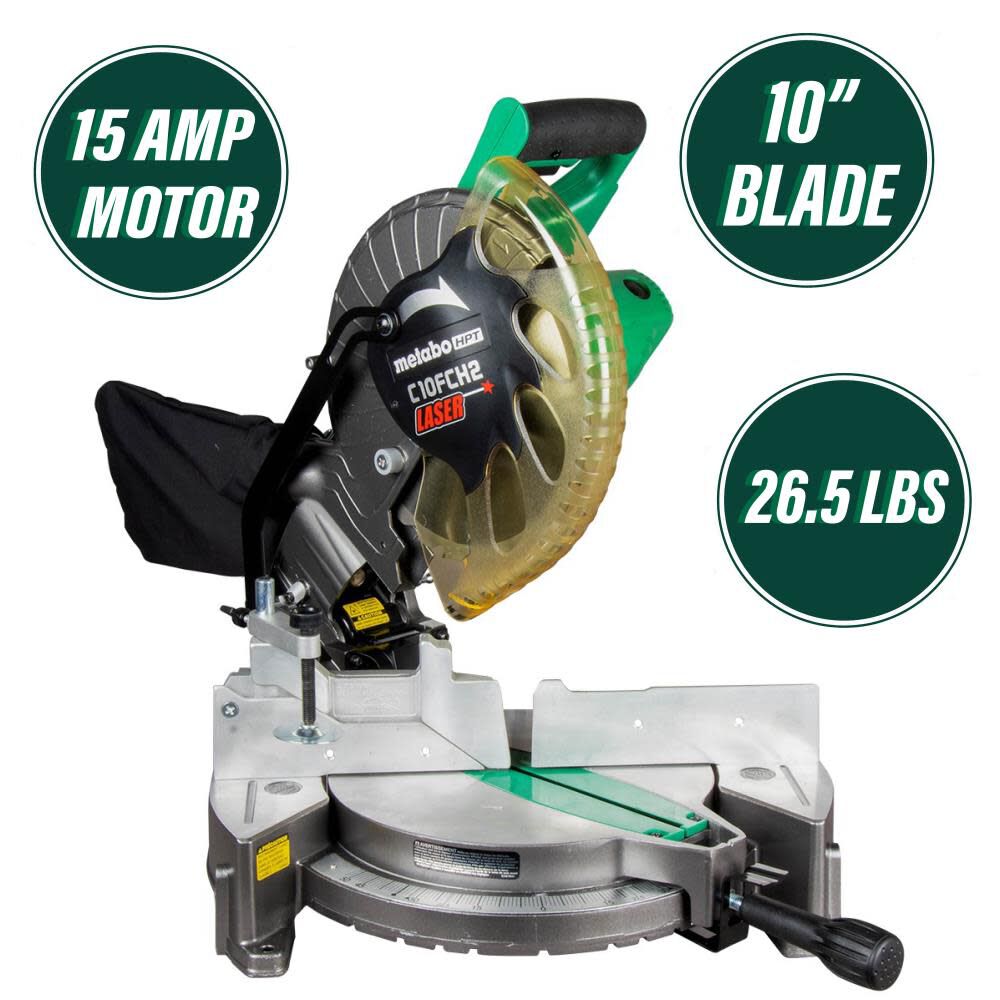 10-in 15-Amp Single Bevel Compound Corded Miter Saw with Laser Guide C10FCH2SM