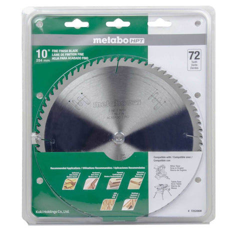 Finish Miter Saw Blade 72T Tungsten Carbide Tipped 10in ATB 5/8in Arbor 725206M