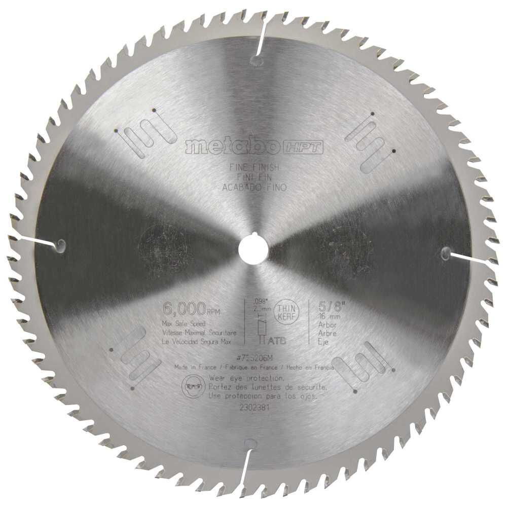 Finish Miter Saw Blade 72T Tungsten Carbide Tipped 10in ATB 5/8in Arbor 725206M