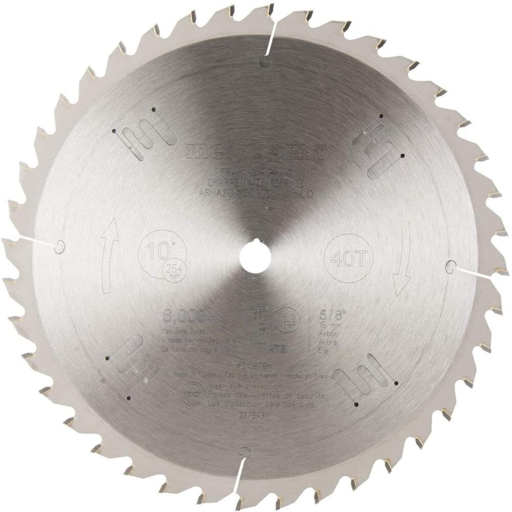 Miter Saw Blade 10in 40T Tungsten Carbide Tipped 310878M