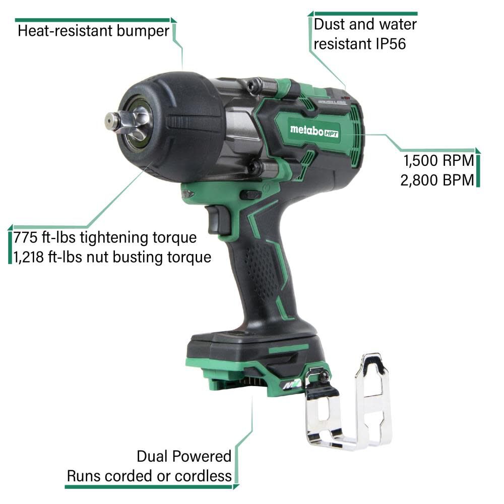 MultiVolt 36-volt Variable Speed Brushless 1/2-in square Drive Hybrid Cordless and Corded Impact Wrench (Bare Tool) WR36DBQ4M