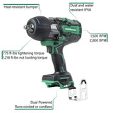 MultiVolt 36-volt Variable Speed Brushless 1/2-in square Drive Hybrid Cordless and Corded Impact Wrench (Bare Tool) WR36DBQ4M