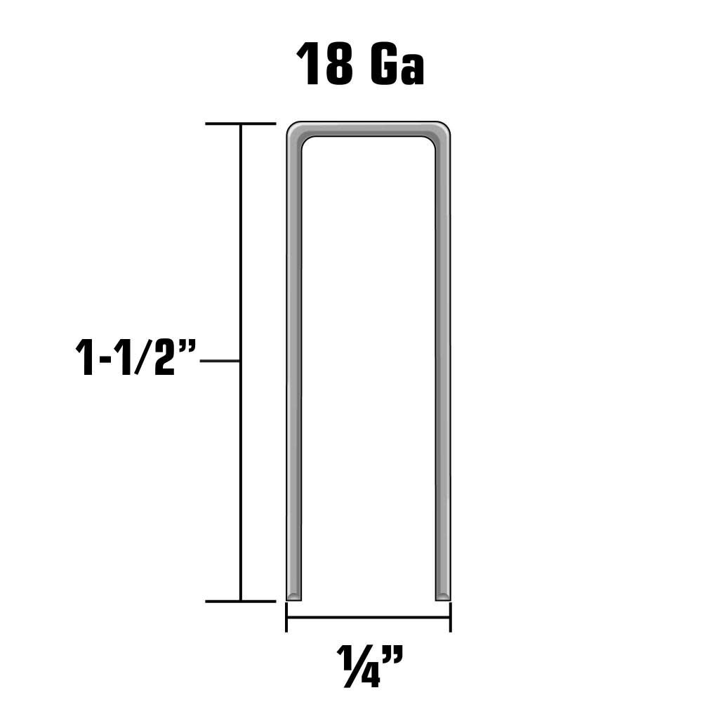 Narrow Crown Finish Staples 1 1/2in x 1/4in 18 Gauge 5000pc 11107SHPT