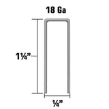 Narrow Crown Staples 1 1/4in x 1/4in 18 Gauge 11105SHPT