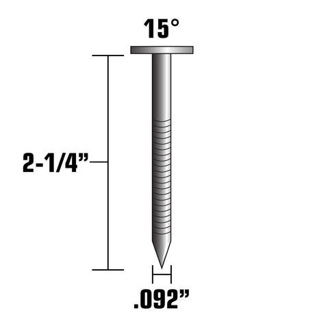 Siding Nails 2 1/4in Ring Shank Electro Galvanized Wire Coil 3600qty 13338HPT