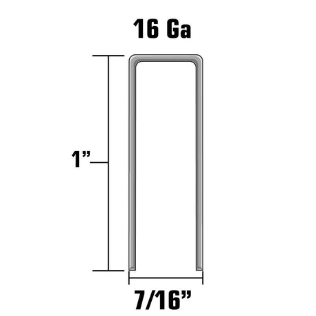 Standard Crown Staples 7/16in x 1in 16 Gauge Galvanized 11200HPT