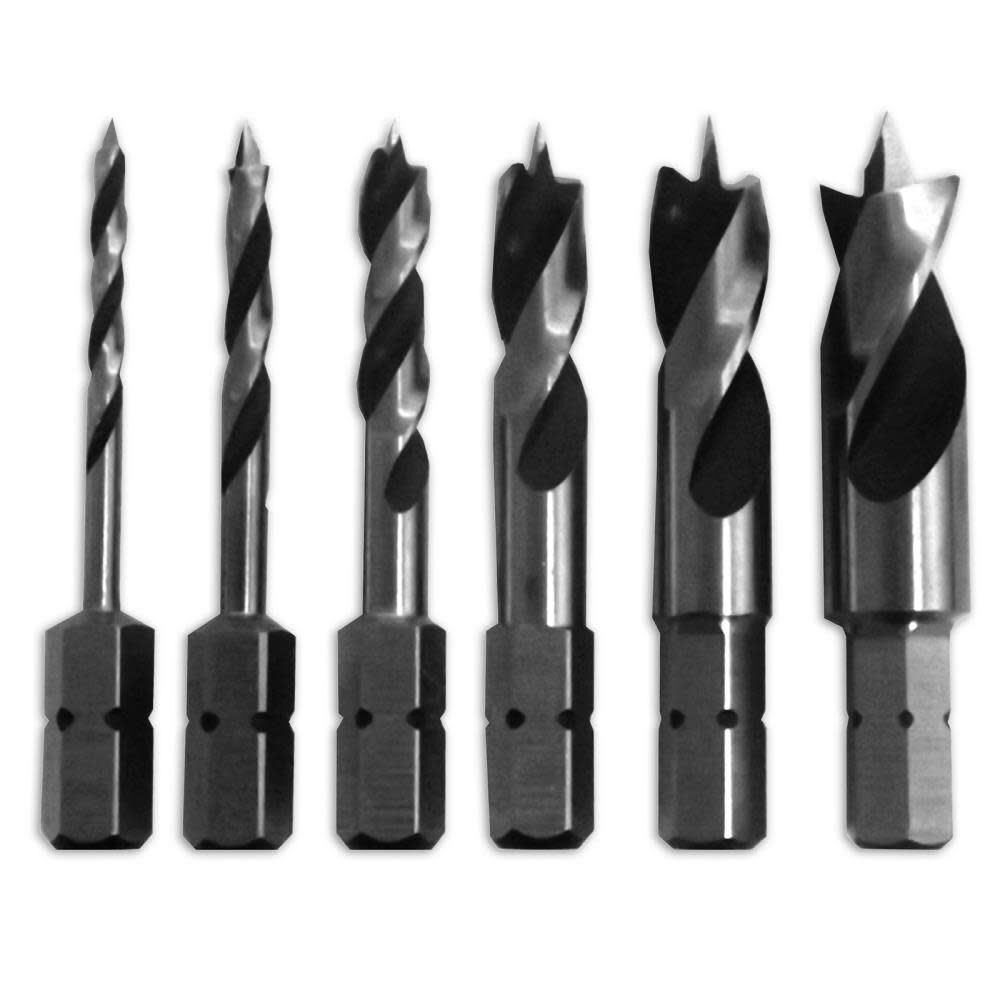 6-Piece Wood Brad Point Stubby Bit Set 2300