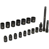 1/2 Drive Deep 6-Point Impact Socket Set 11-30mm Metric Steel Coated Black Oxide Finish 14pc 1300-SS-07