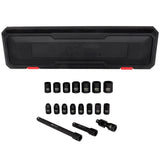 1/2 Drive Deep 6-Point Impact Socket Set 11-30mm Metric Steel Coated Black Oxide Finish 14pc 1300-SS-07