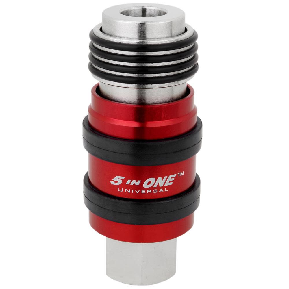 5 In ONE S-1752 Universal Safety Exhaust Quick-Connect Industrial Coupler 1/4in Body 3/8in FNPT S-1752