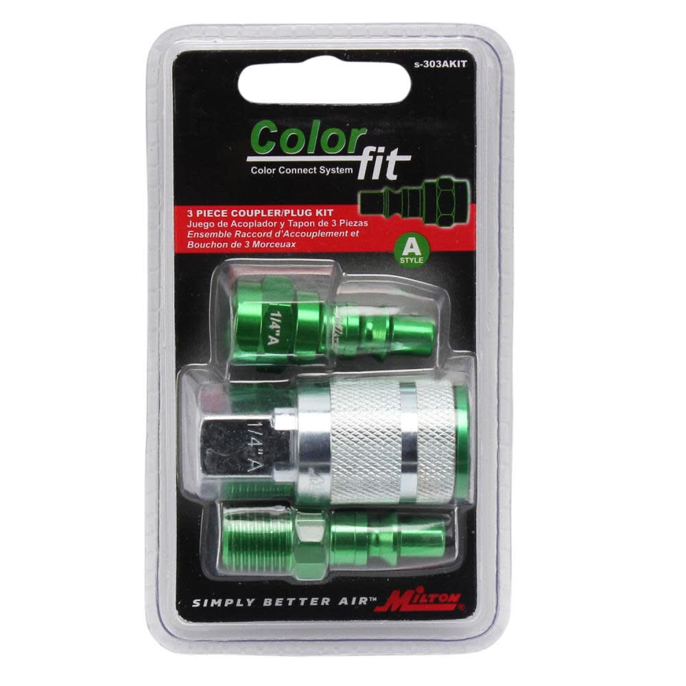 ColorFit S-303AKIT Coupler & Plug Kit- (A-Style Green) - 1/4in NPT (3-Piece) S-303AKIT