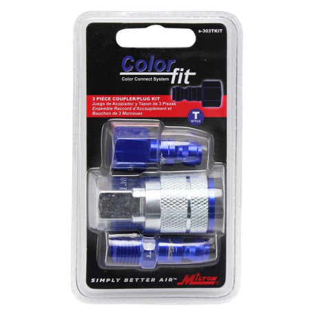 ColorFit S-303TKIT Coupler & Plug Kit - (T-Style Blue) - 1/4in NPT (3-Piece) S-303TKIT