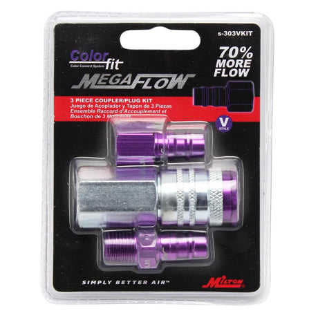 ColorFit S-303VKIT HIGHFLOWPRO Coupler & Plug Kit - (V-Style Purple) - 1/4in NPT (3-Piece) S-303VKIT