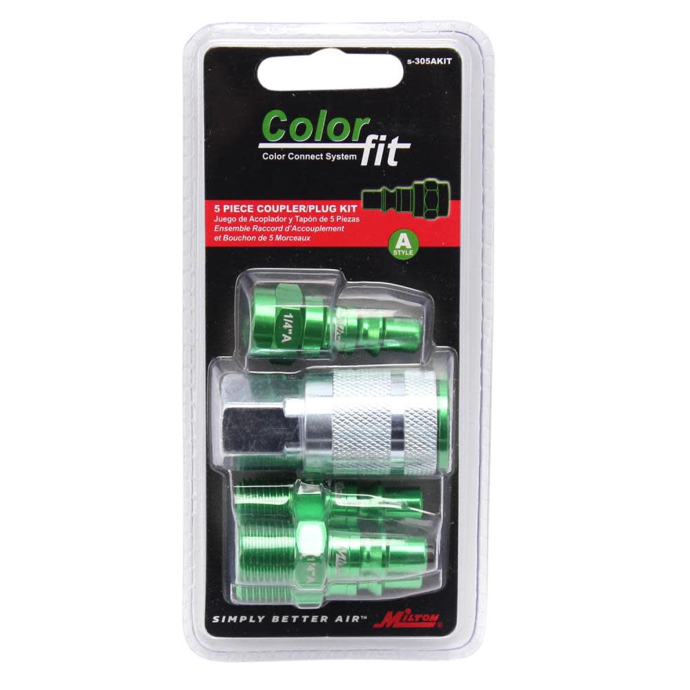 ColorFit S-305AKIT Coupler & Plug Kit - (A-Style Green) - 1/4in NPT (5-Piece) S-305AKIT