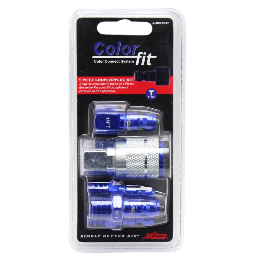 ColorFit S-305TKIT Coupler & Plug Kit - (T-Style Blue) - 1/4in NPT (5-Piece) S-305TKIT