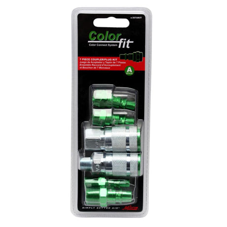 ColorFit S-307AKIT Coupler & Plug Kit - (A-Style Green) - 1/4in NPT (7-Piece) S-307AKIT