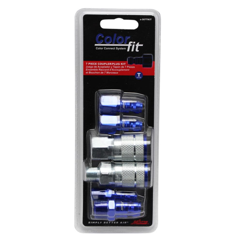 ColorFit S-307TKIT Coupler & Plug Kit - (T-Style Blue) - 1/4in NPT (7-Piece) S-307TKIT