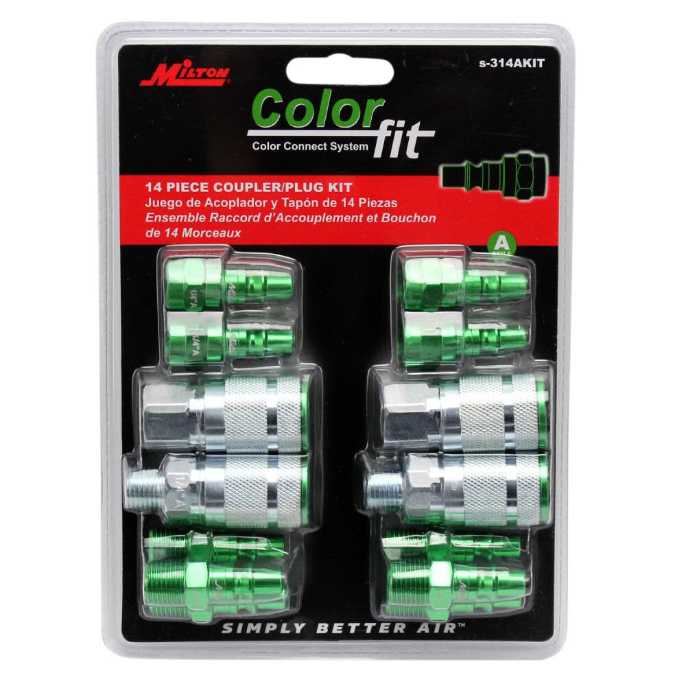 ColorFit S-314AKIT Coupler & Plug Kit - (A-Style Green) - 1/4in NPT (14-Piece) S-314AKIT