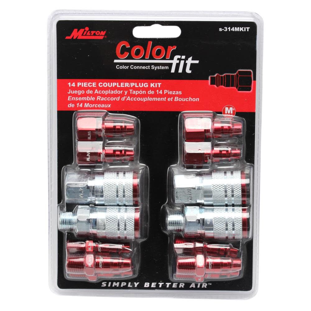 ColorFit S-314MKIT Coupler & Plug Kit - (M-Style Red) - 1/4in NPT (14-Piece) S-314MKIT