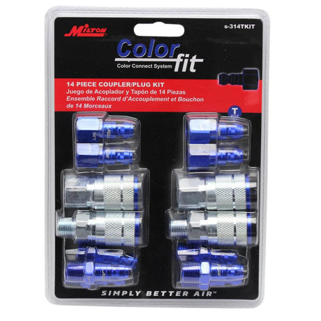 ColorFit S-314TKIT Coupler & Plug Kit - (T-Style Blue) - 1/4in NPT (14-Piece) S-314TKIT