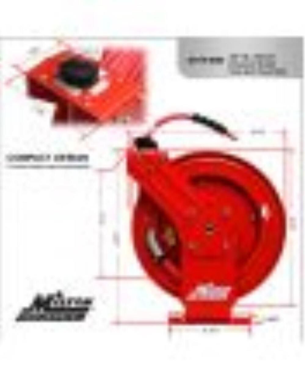 Industrial Auto-Retracting Air Hose Reel - 3/8in x 50' - 300 Max PSI 2770-50D