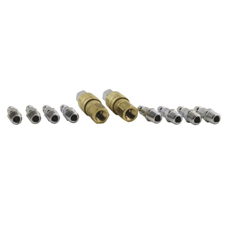 (S-210) 1/4in NPT M-Style Coupler and Plug Kit (12-Piece) S-210