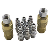 (S-210) 1/4in NPT M-Style Coupler and Plug Kit (12-Piece) S-210