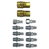 (S-210) 1/4in NPT M-Style Coupler and Plug Kit (12-Piece) S-210